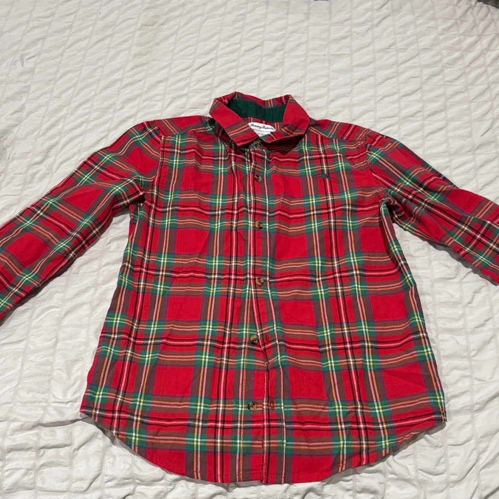 Tommy Bahama Red Plaid Kids Button Down Shirt